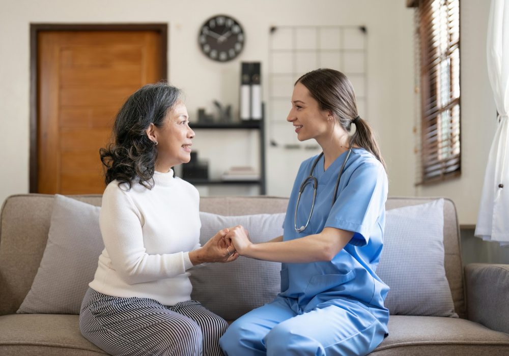 Nurse, hands and senior patient in empathy, safety and support of help, trust and healthcare
